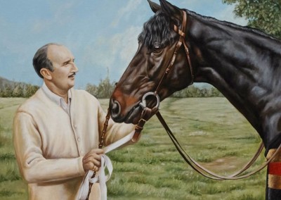 Photo to portrait of Tom Walls and April the Fifth in oil on canvas