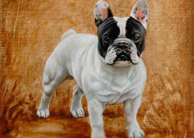 Oil painting of Filibert the French Bulldog