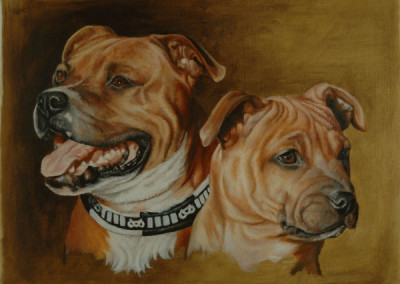 From photo to portrait of Rush and Jane in oil on canvas