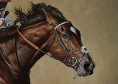 From photo to portrait painting of Frankel on a finish in oil - detail 2