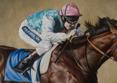 Photo to portrait painting of Frankel on a finish in oil - detail 1